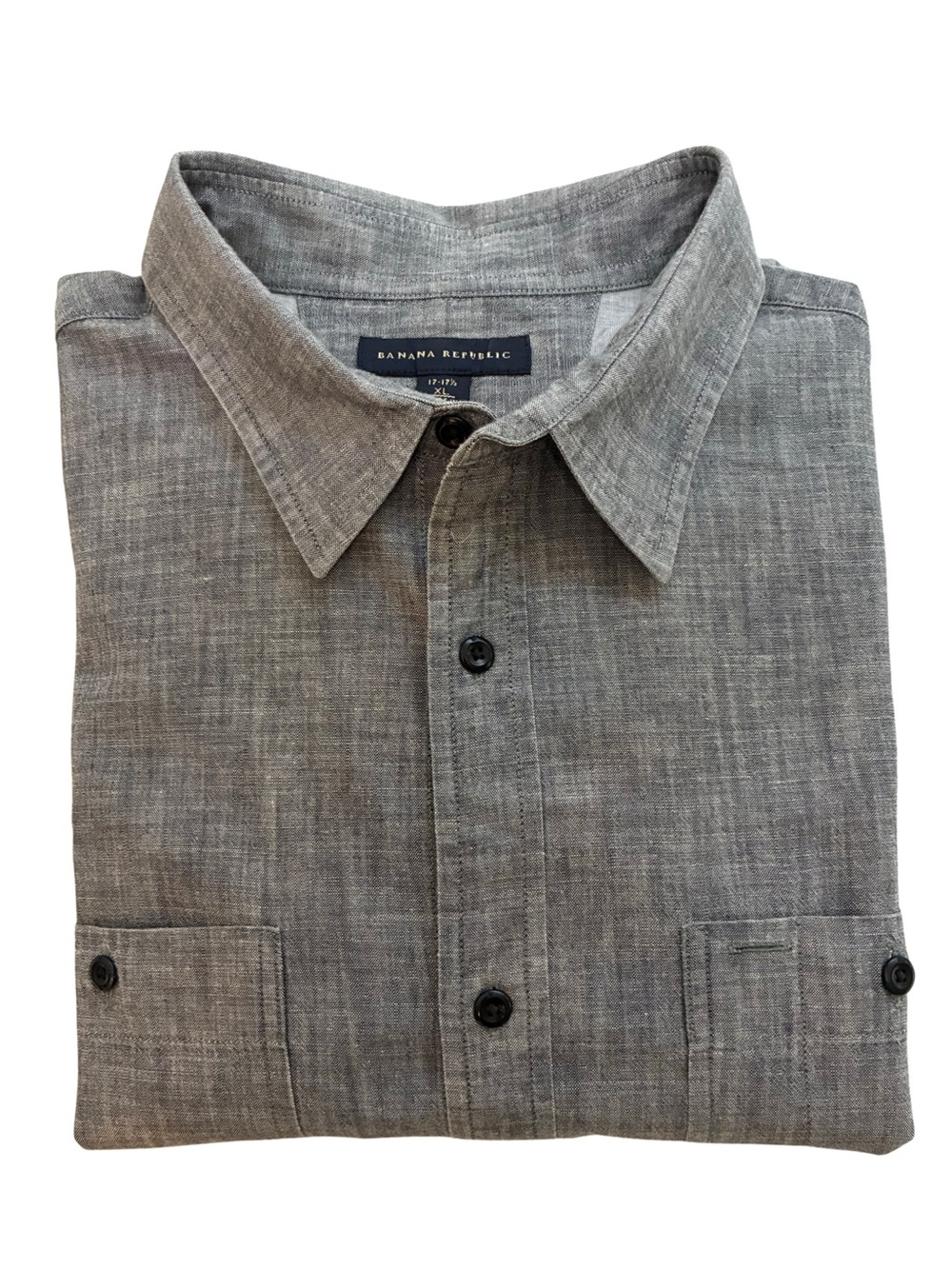 Banana Republic Gray Long Sleeve Button Down Shirt 17-17½ XL